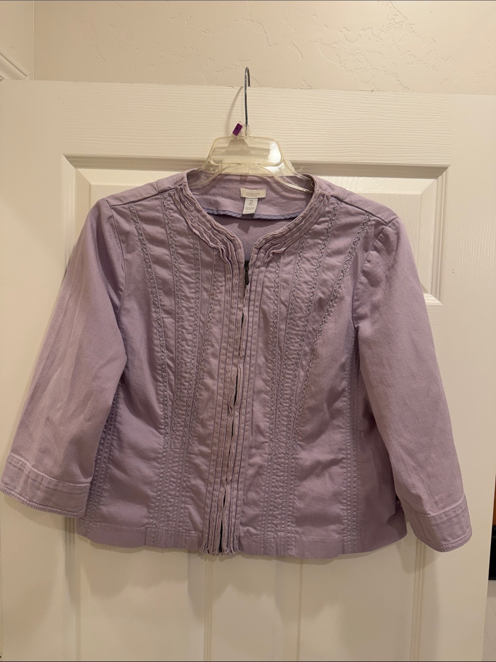 Chico’s Light Lavender Zip-Front Jacket Blazer